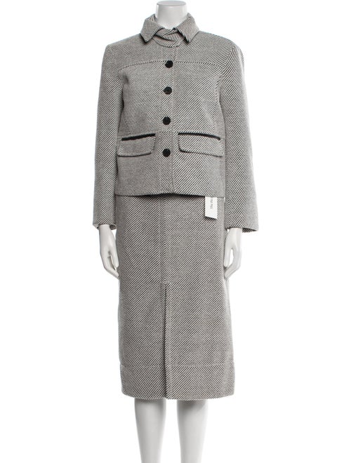 Proenza Schouler White Label Striped Leather Trim Embellishment Skirt Set