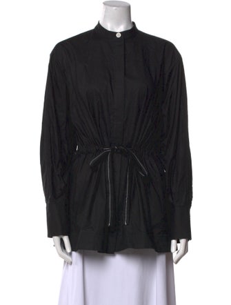 Proenza Schouler White Label Mock Neck Long Sleeve Button-Up Top