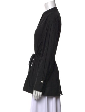 Proenza Schouler White Label Mock Neck Long Sleeve Button-Up Top