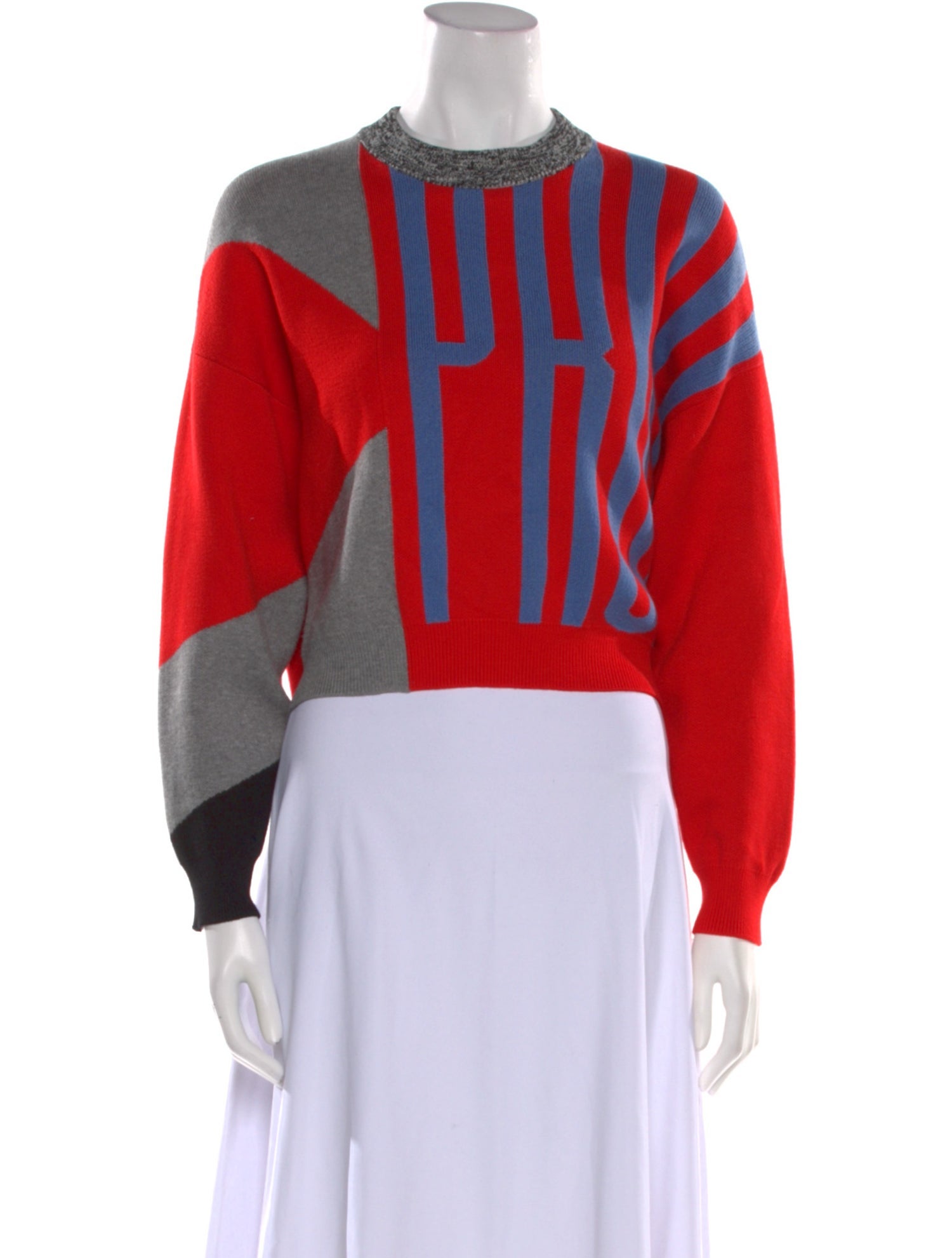 Proenza Schouler White Label Colorblock Pattern Crew Neck Sweater