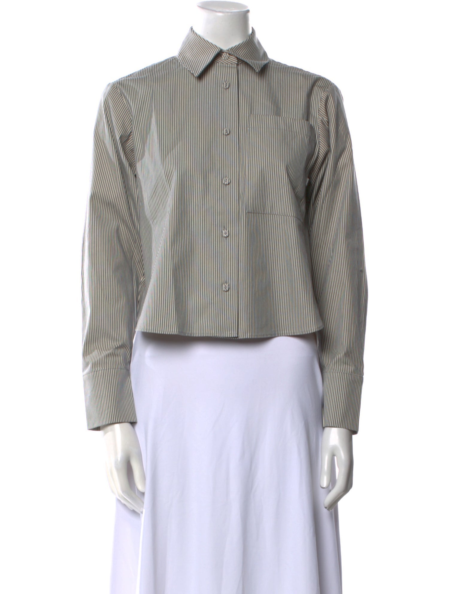 Proenza Schouler White Label Striped Long Sleeve Button-Up Top w/ Tags