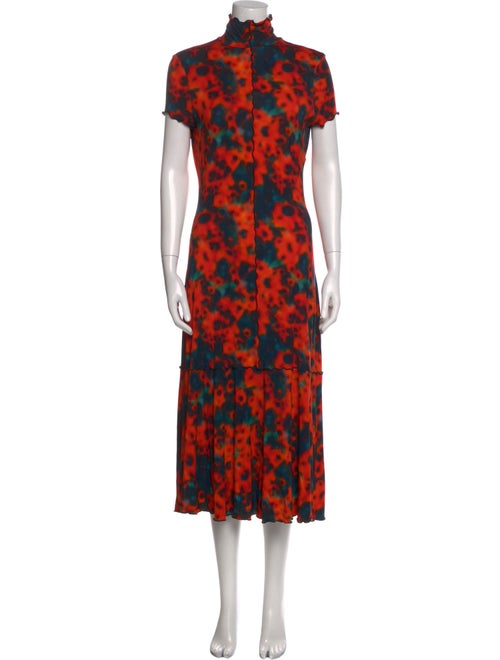 Proenza Schouler White Label Floral Print Midi Length Dress