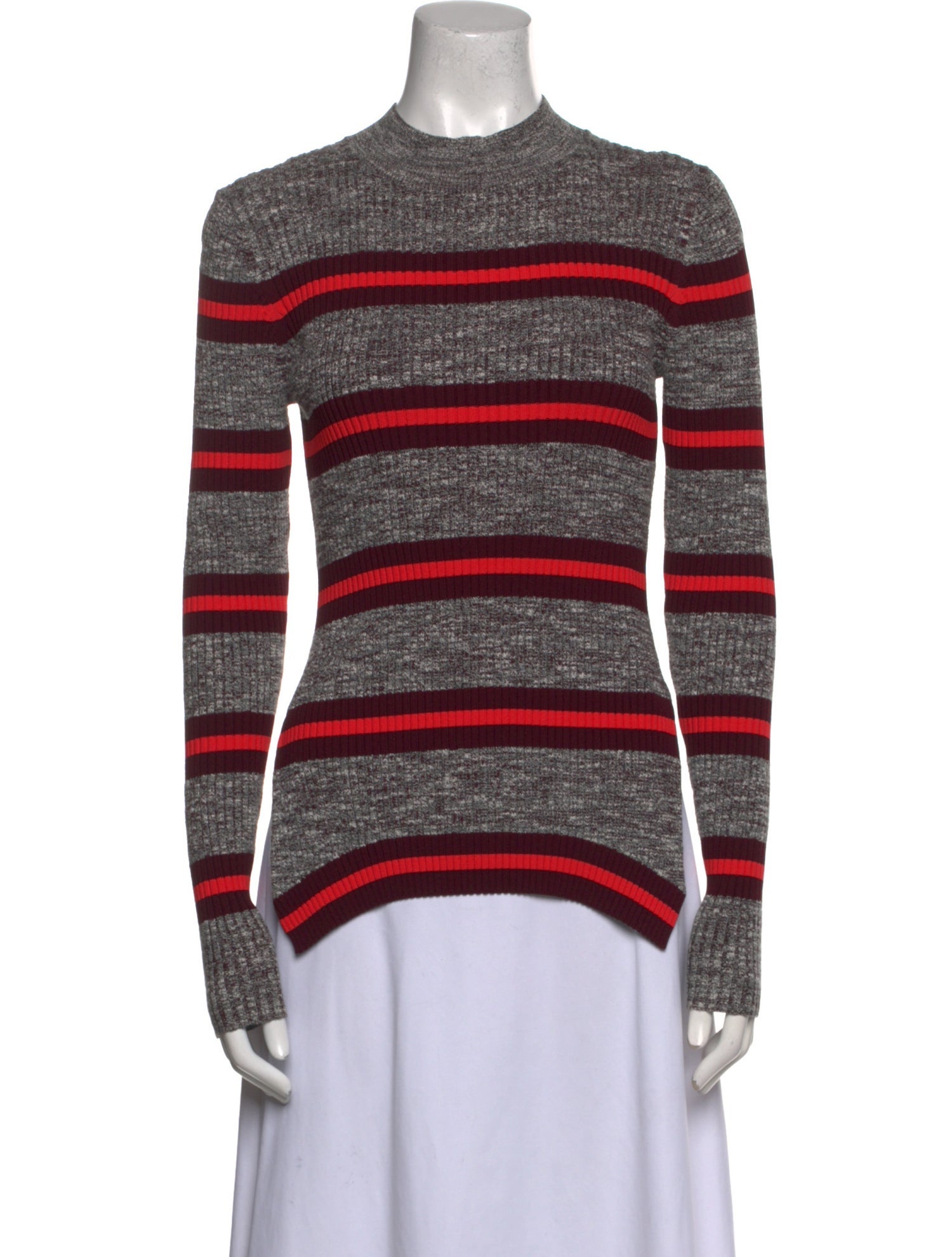 Proenza Schouler White Label Striped Mock Neck Sweater