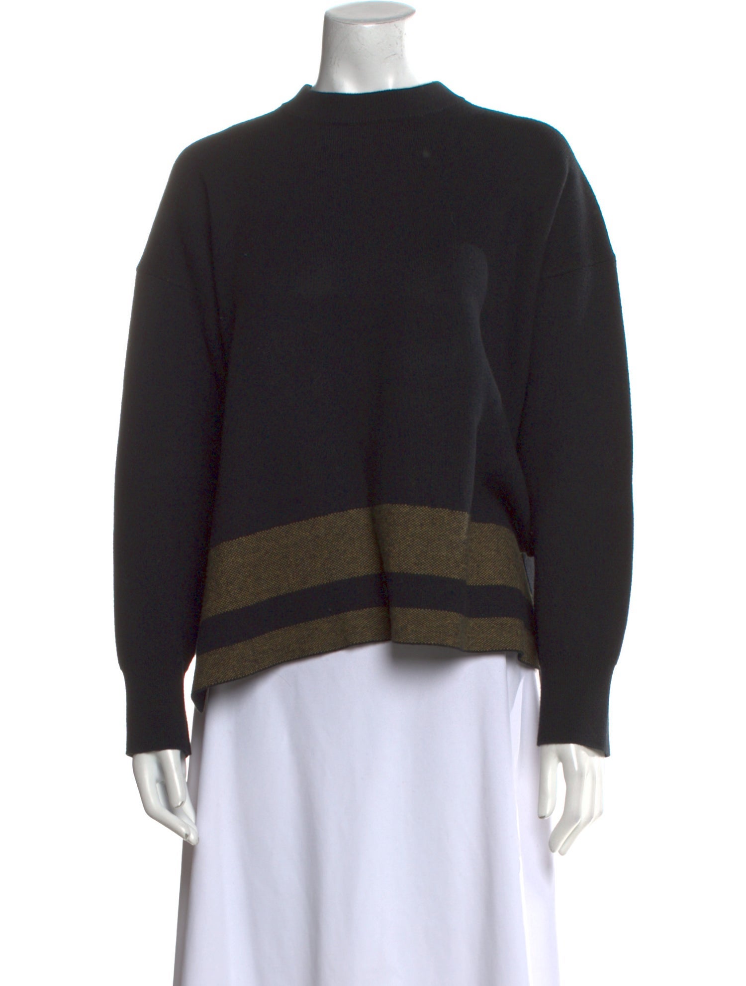 Proenza Schouler White Label Colorblock Pattern Mock Neck Sweater