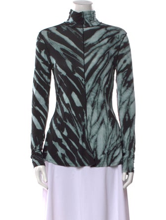 Proenza Schouler White Label Animal Print Turtleneck Top
