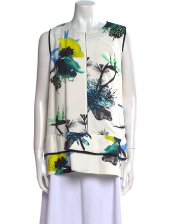 Proenza Schouler White Label Floral Print Crew Neck Blouse