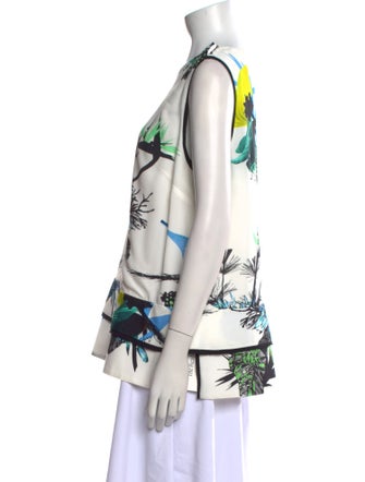 Proenza Schouler White Label Floral Print Crew Neck Blouse