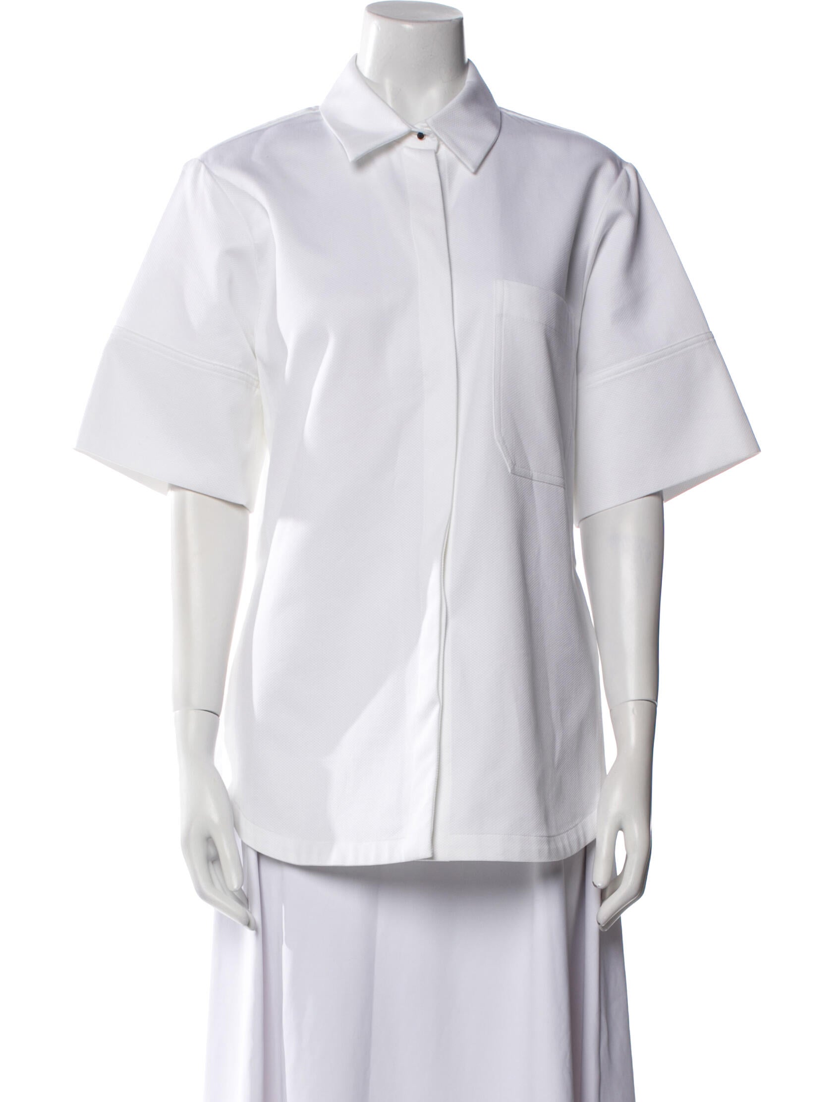 Proenza Schouler White Label Short Sleeve Button-Up Top