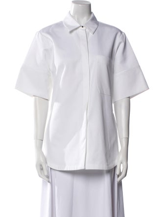 Proenza Schouler White Label Short Sleeve Button-Up Top