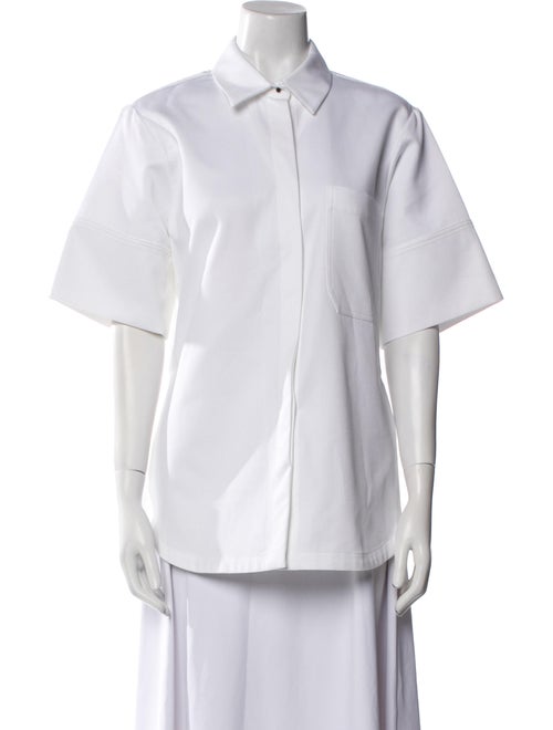 Proenza Schouler White Label Short Sleeve Button-Up Top