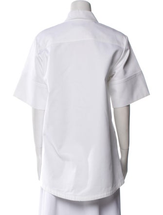 Proenza Schouler White Label Short Sleeve Button-Up Top