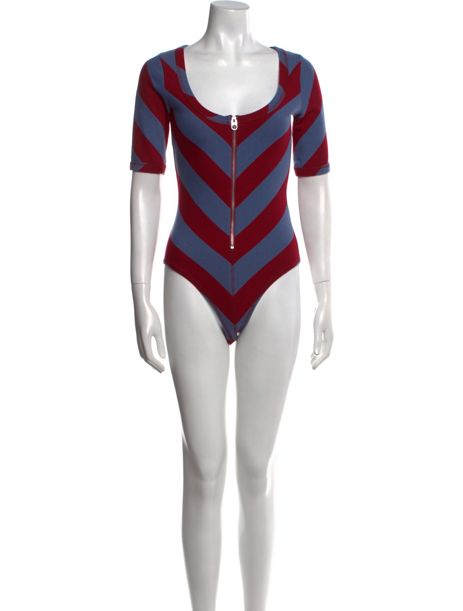 Proenza Schouler White Label Striped Scoop Neck Bodysuit