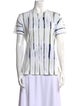 Proenza Schouler White Label Striped Crew Neck Button-Up Top