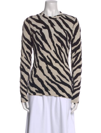 Proenza Schouler White Label Animal Print Crew Neck Sweater
