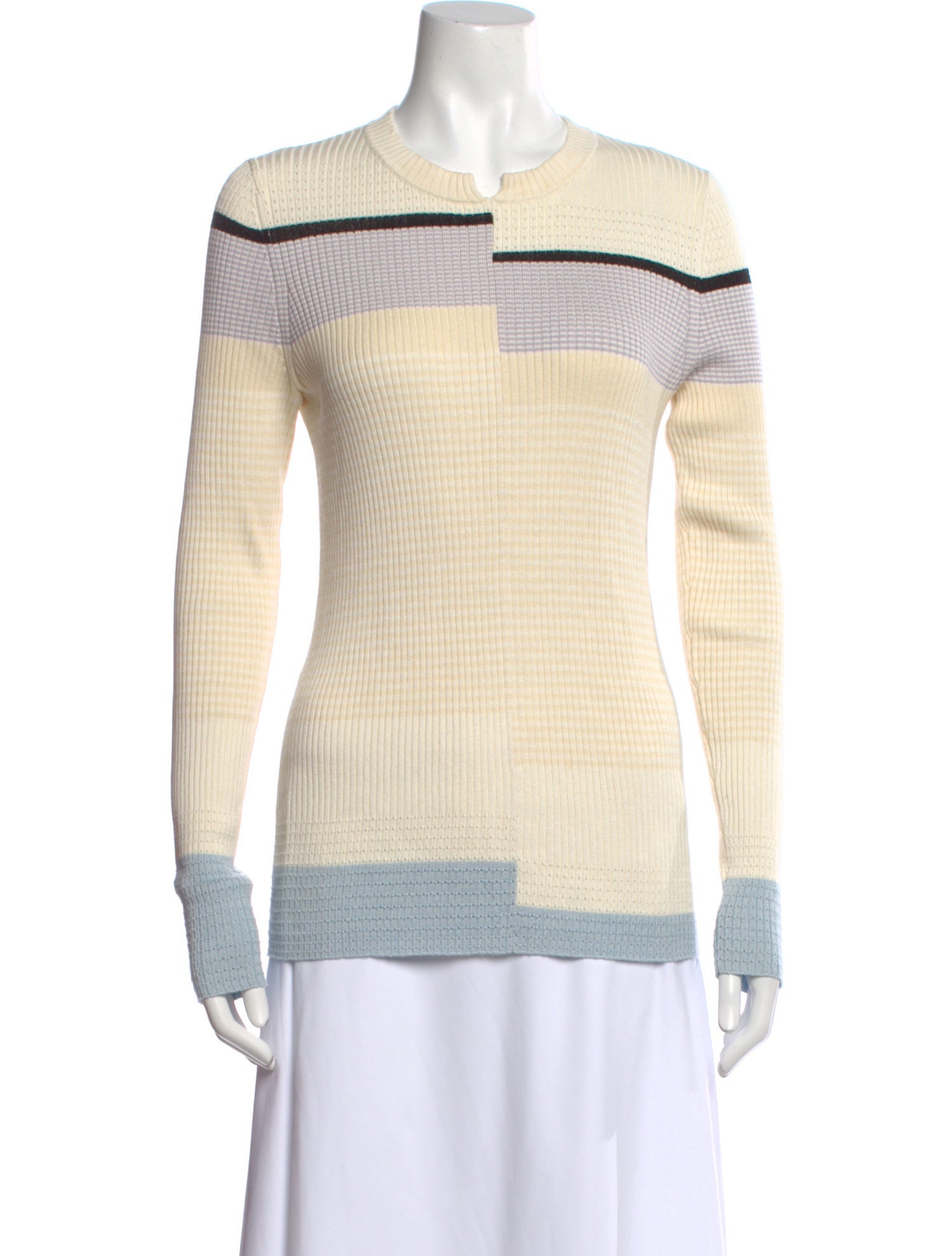 Proenza Schouler White Label Silk Colorblock Pattern Sweater