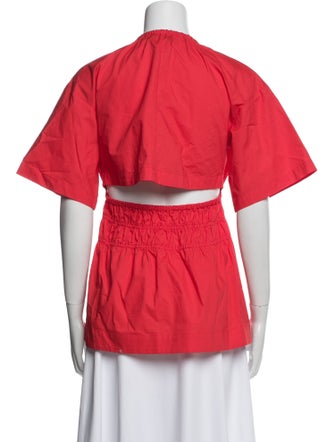 Proenza Schouler White Label Crew Neck Short Sleeve Button-Up Top