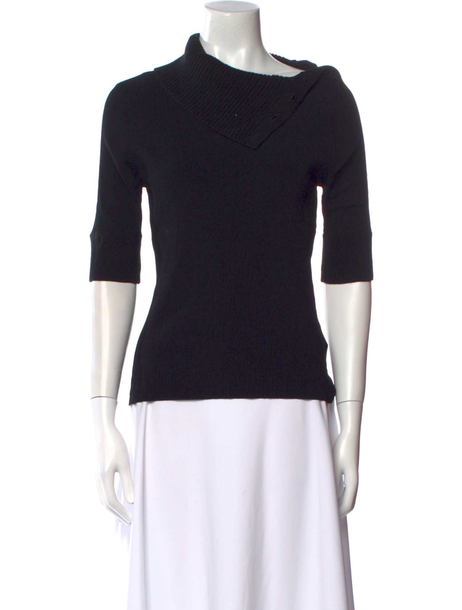 Proenza Schouler White Label Cowl Neck Three-Quarter Sleeve Top