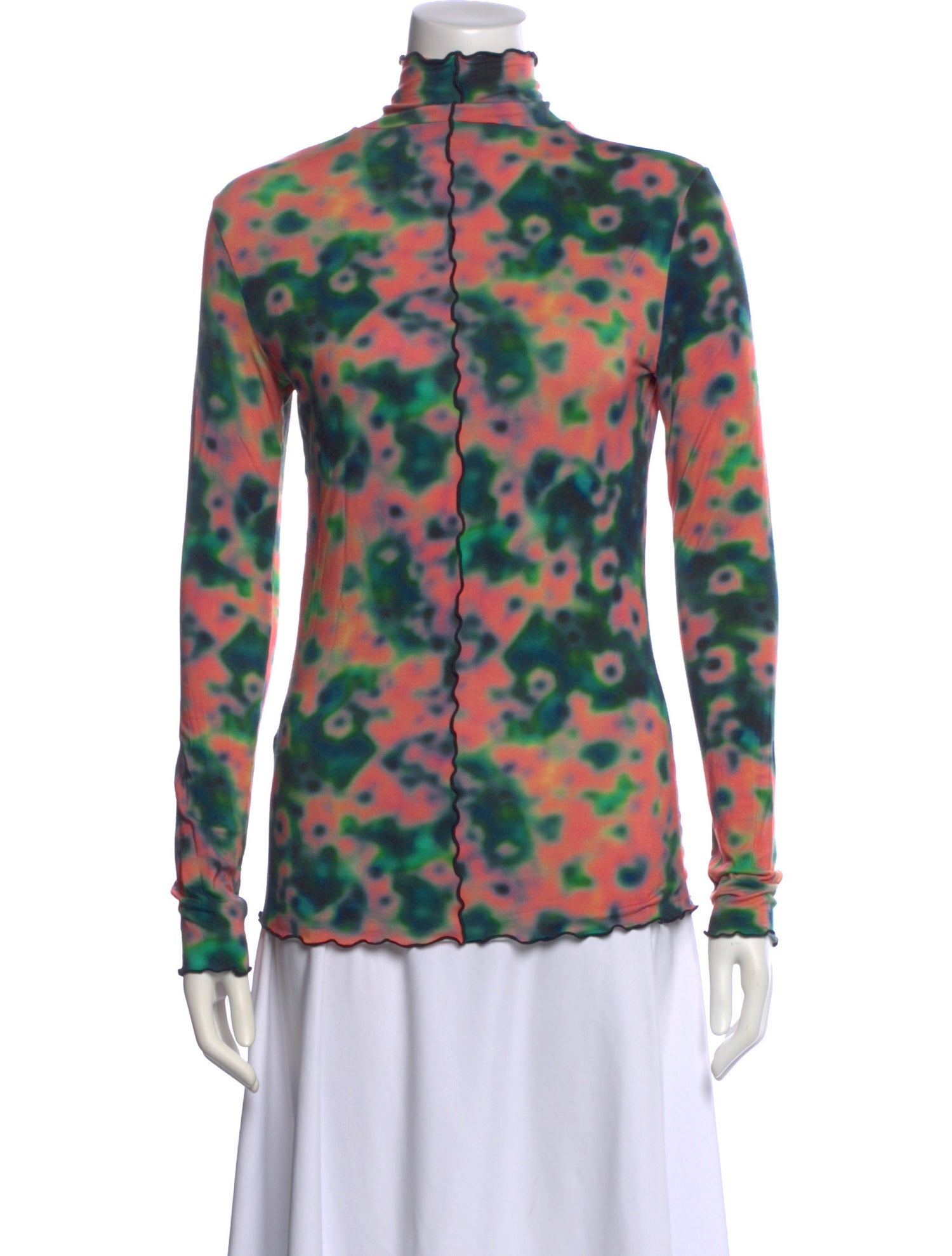Proenza Schouler White Label Floral Print Mock Neck Button-Up Top