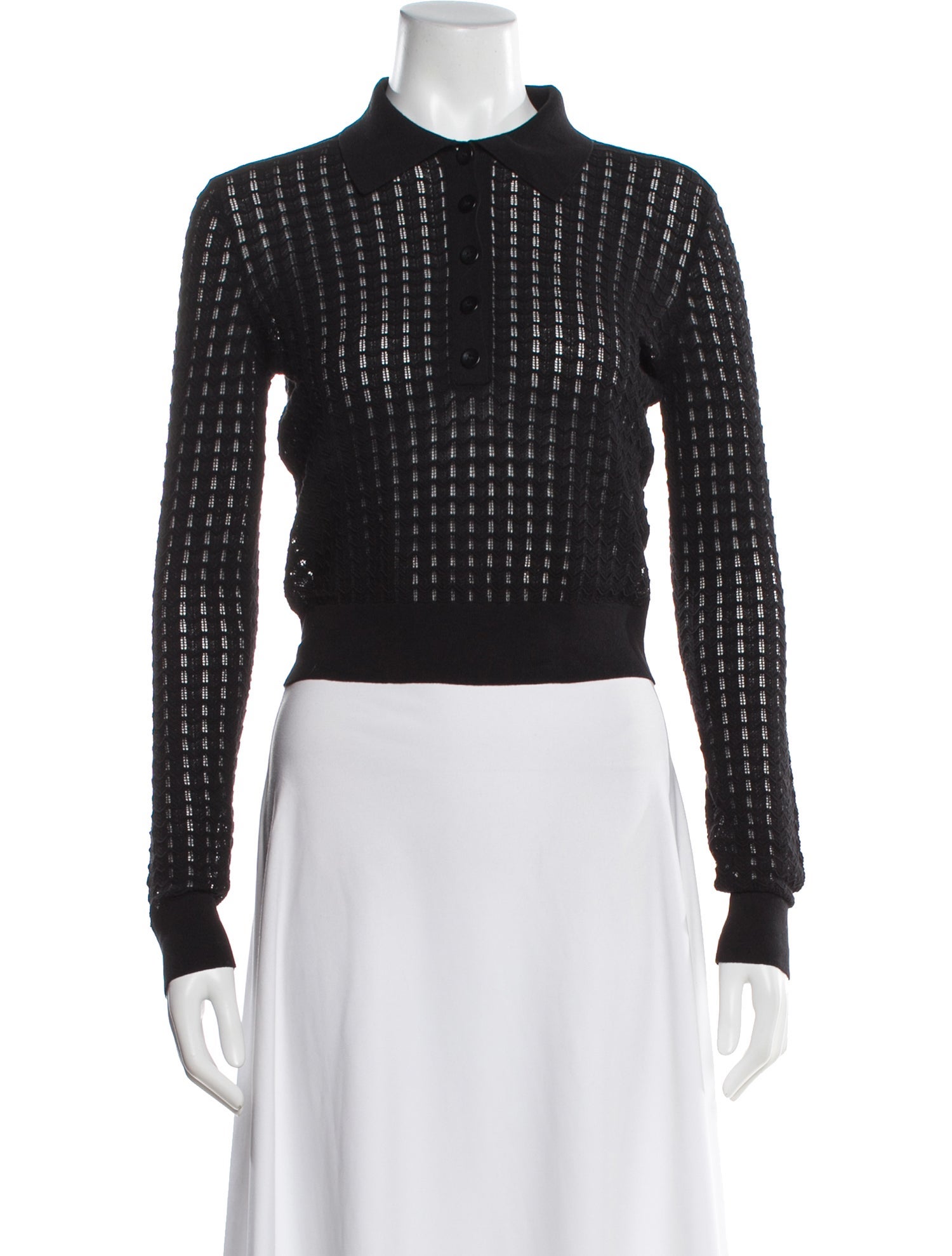 Proenza Schouler White Label Patterned Long Sleeve Polo