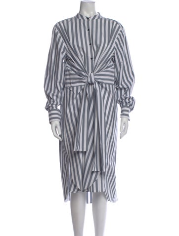 Pre-owned Proenza Schouler White Label Striped Midi Length Dress In White