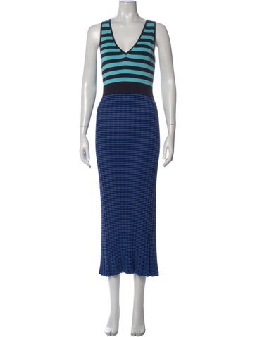 Pre-owned Proenza Schouler White Label Striped Long Dress In Blue