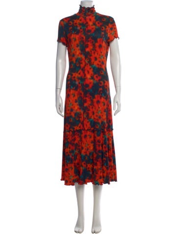 Pre-owned Proenza Schouler White Label Floral Print Long Dress In Orange