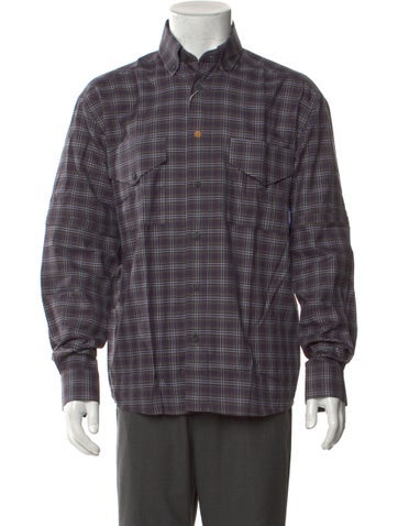 Paccbet Casual Shirts Plaid Print Long Sleeve Shirt M