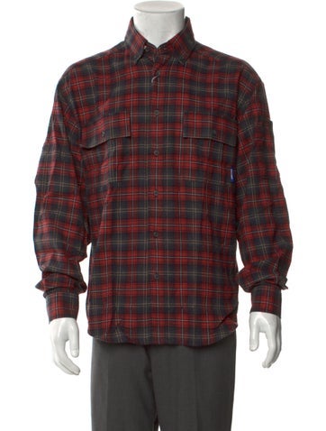 Paccbet Casual Shirts Plaid Print Long Sleeve Shirt L