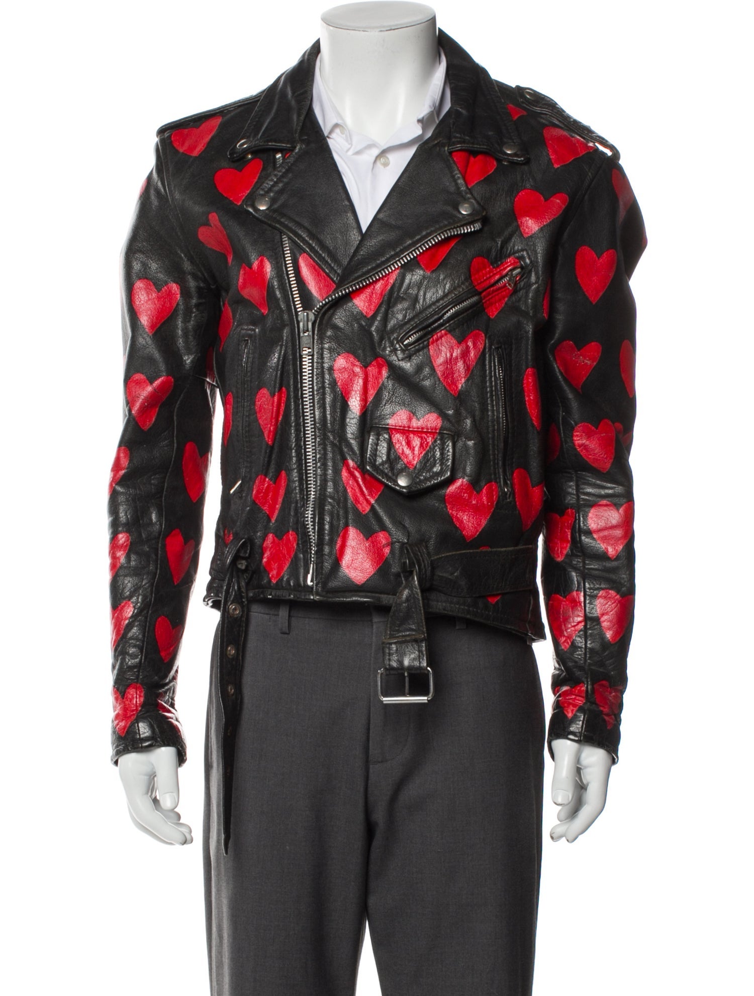 Patrick Church Leather Printed Moto Jacket
