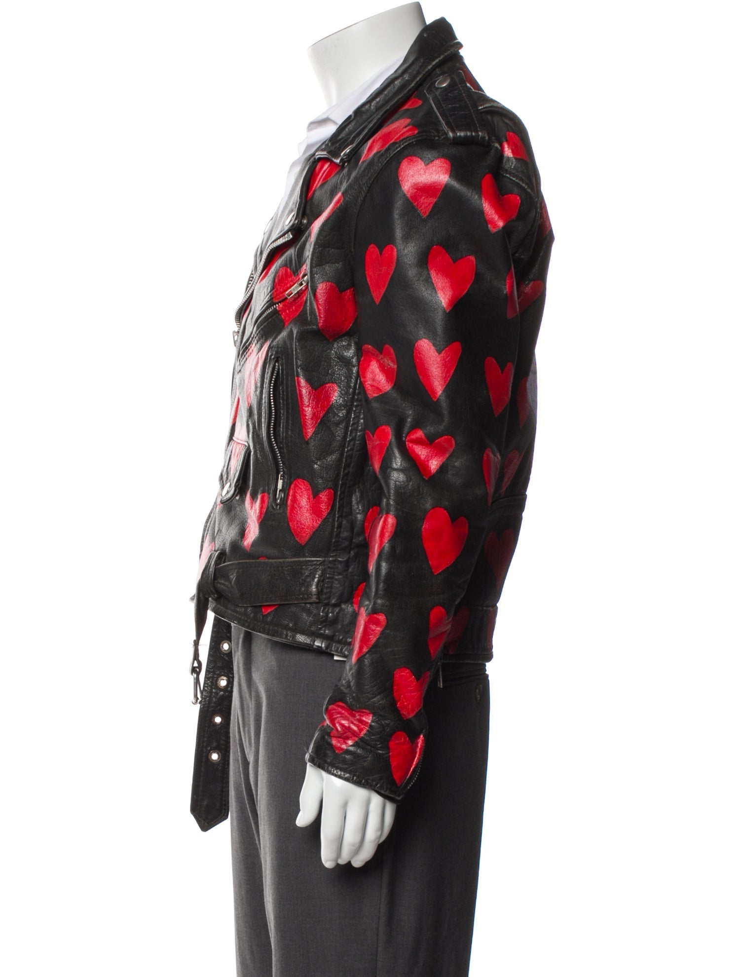 Patrick Church Leather Printed Moto Jacket