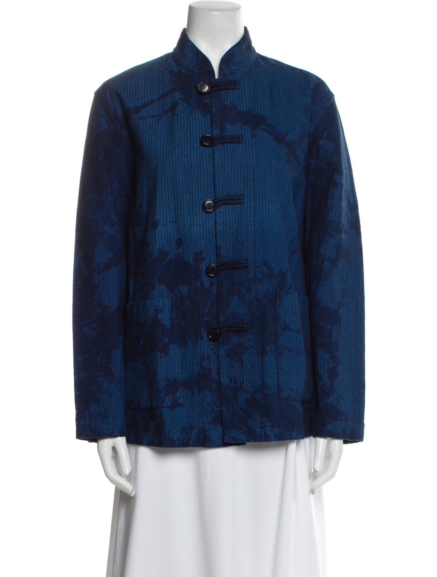 Pure Blue Japan Plaid Print Denim Jacket