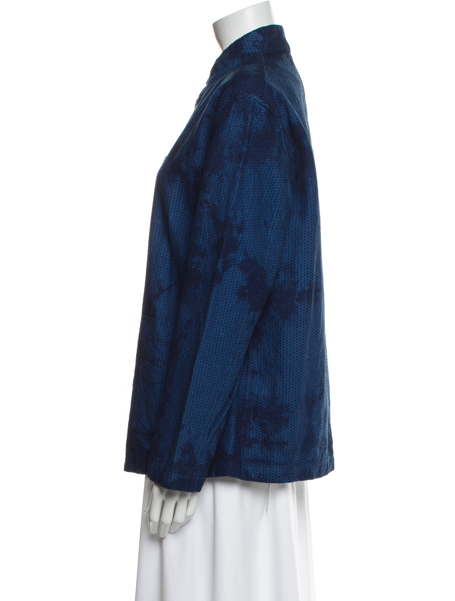 Pure Blue Japan Plaid Print Denim Jacket