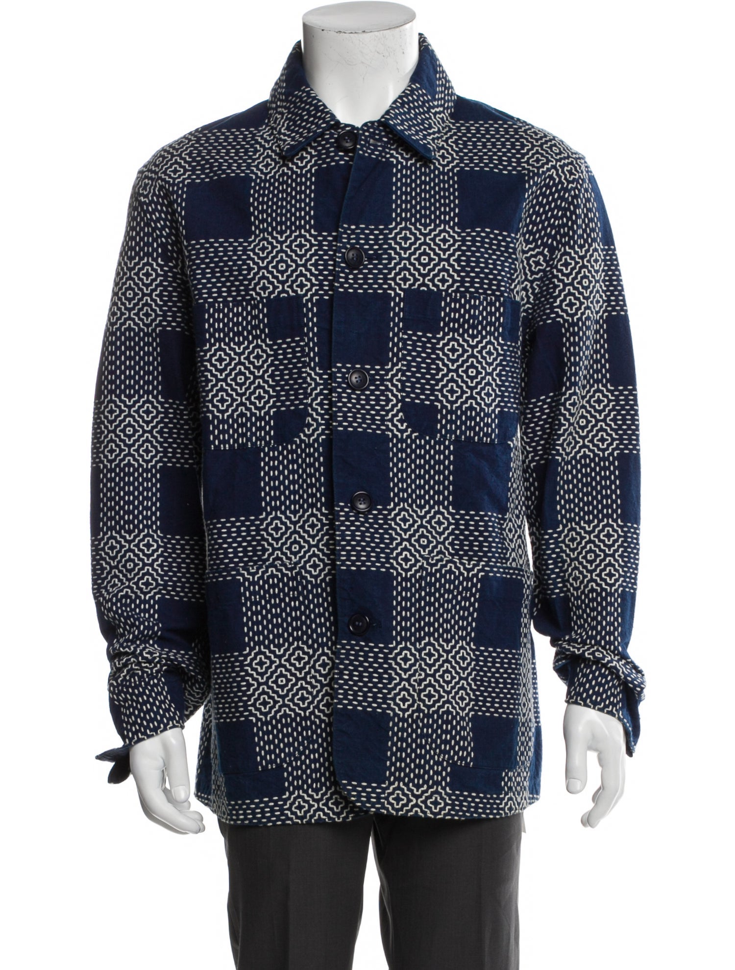 Pure Blue Japan Printed Trucker Jacket