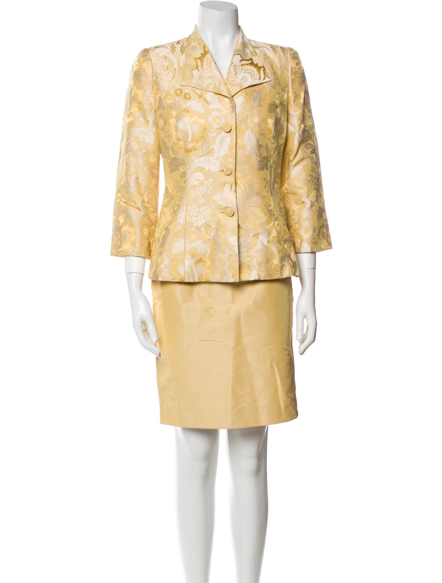 Paule Vasseur Silk Printed Skirt Suit