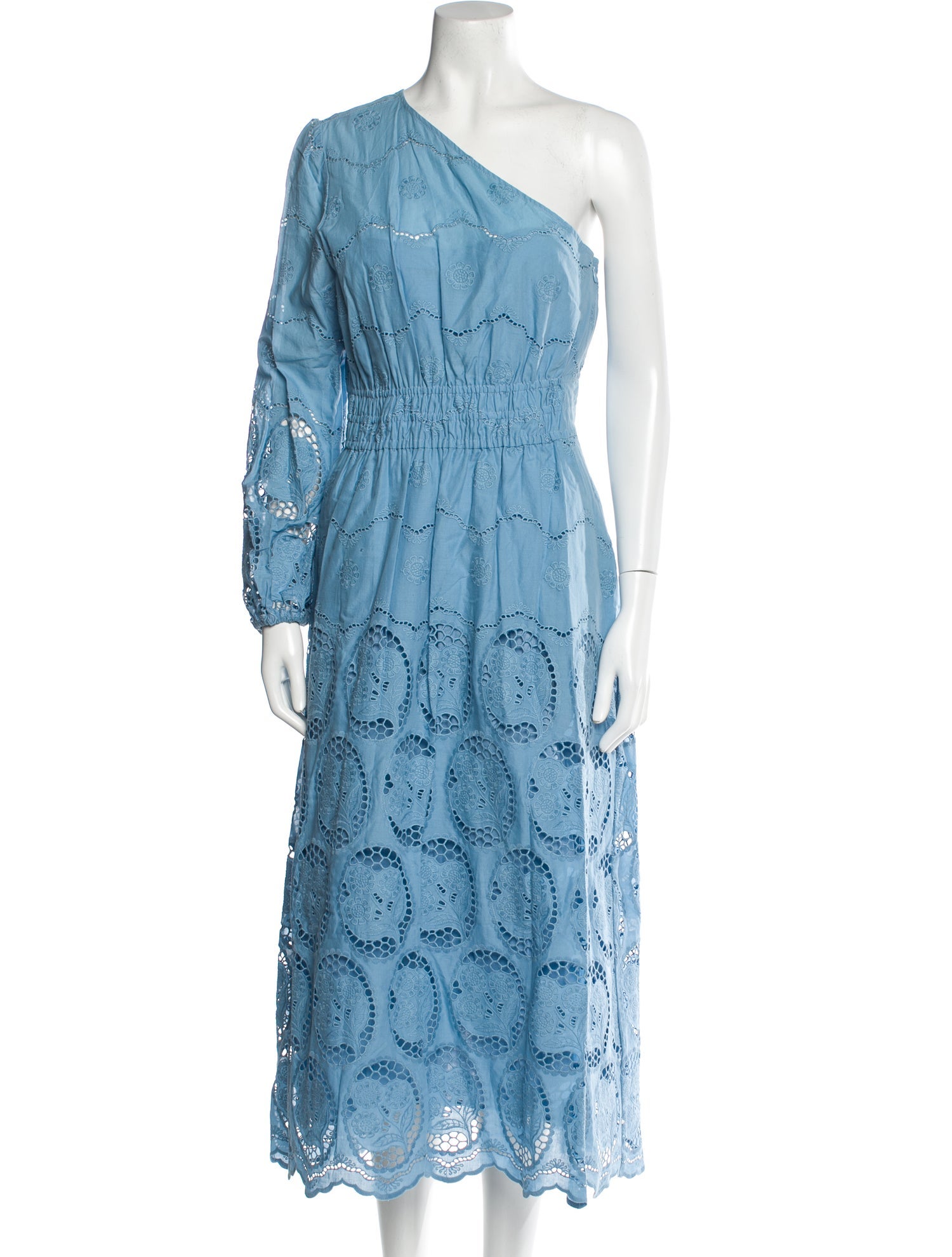 Lela Rose Blue Lace Dress Womens Dresses Lela Rose Blue Lace Dress Lela Rose  One-Shoulder