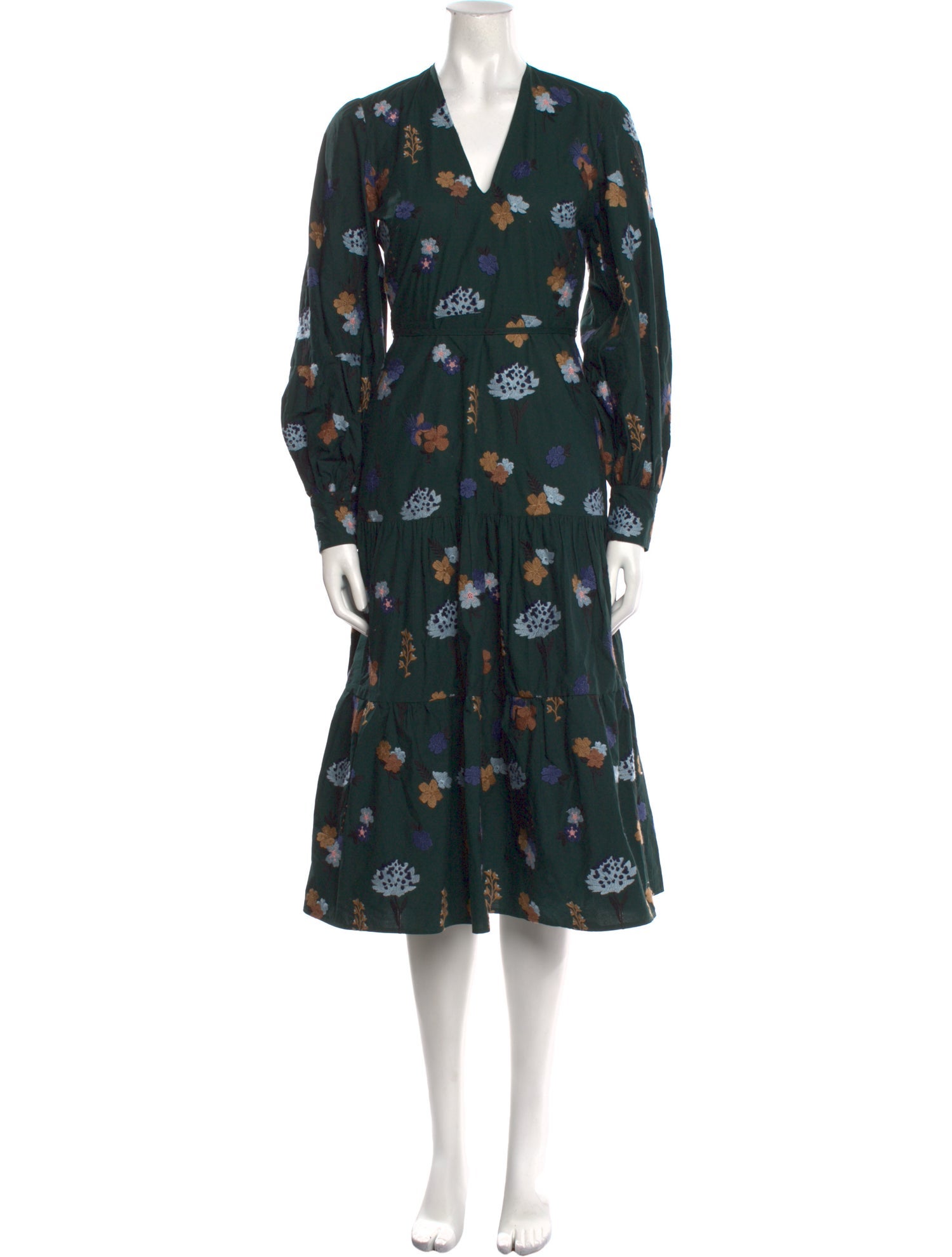 Pearl by Lela Rose Floral Print Midi Length Dress