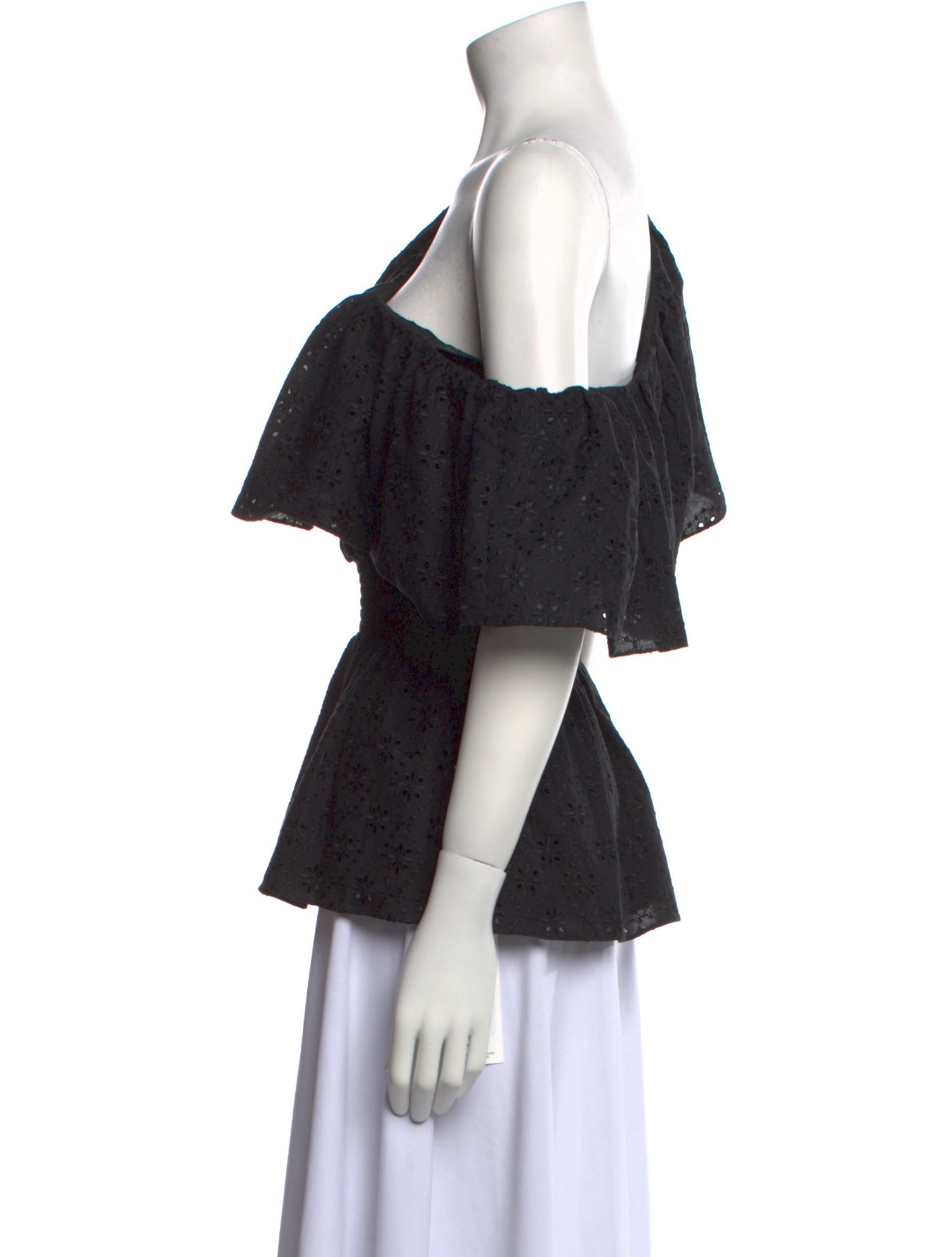 Pearl by Lela Rose One-Shoulder Short Sleeve Blouse