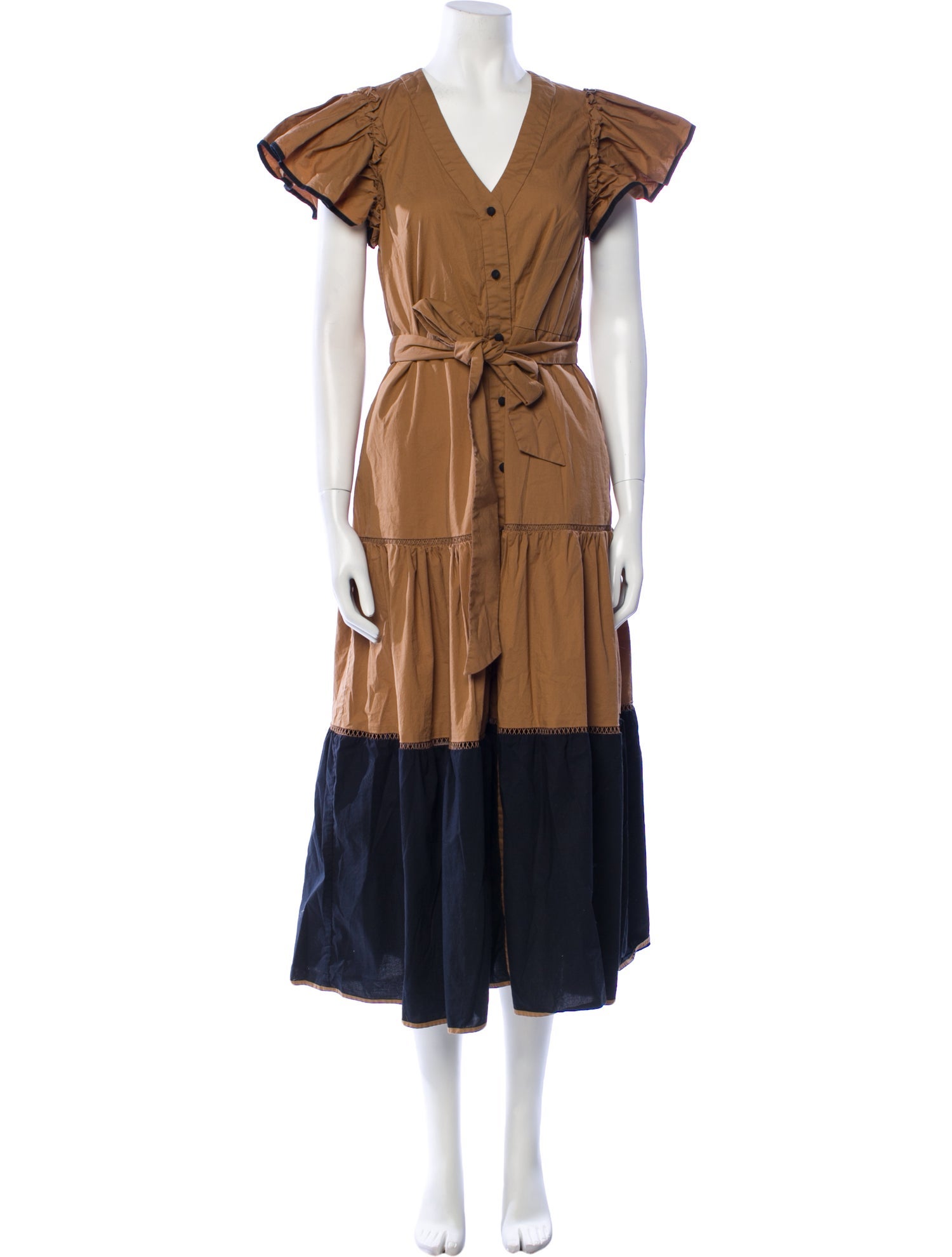 Pearl by Lela Rose Colorblock Pattern Long Dress