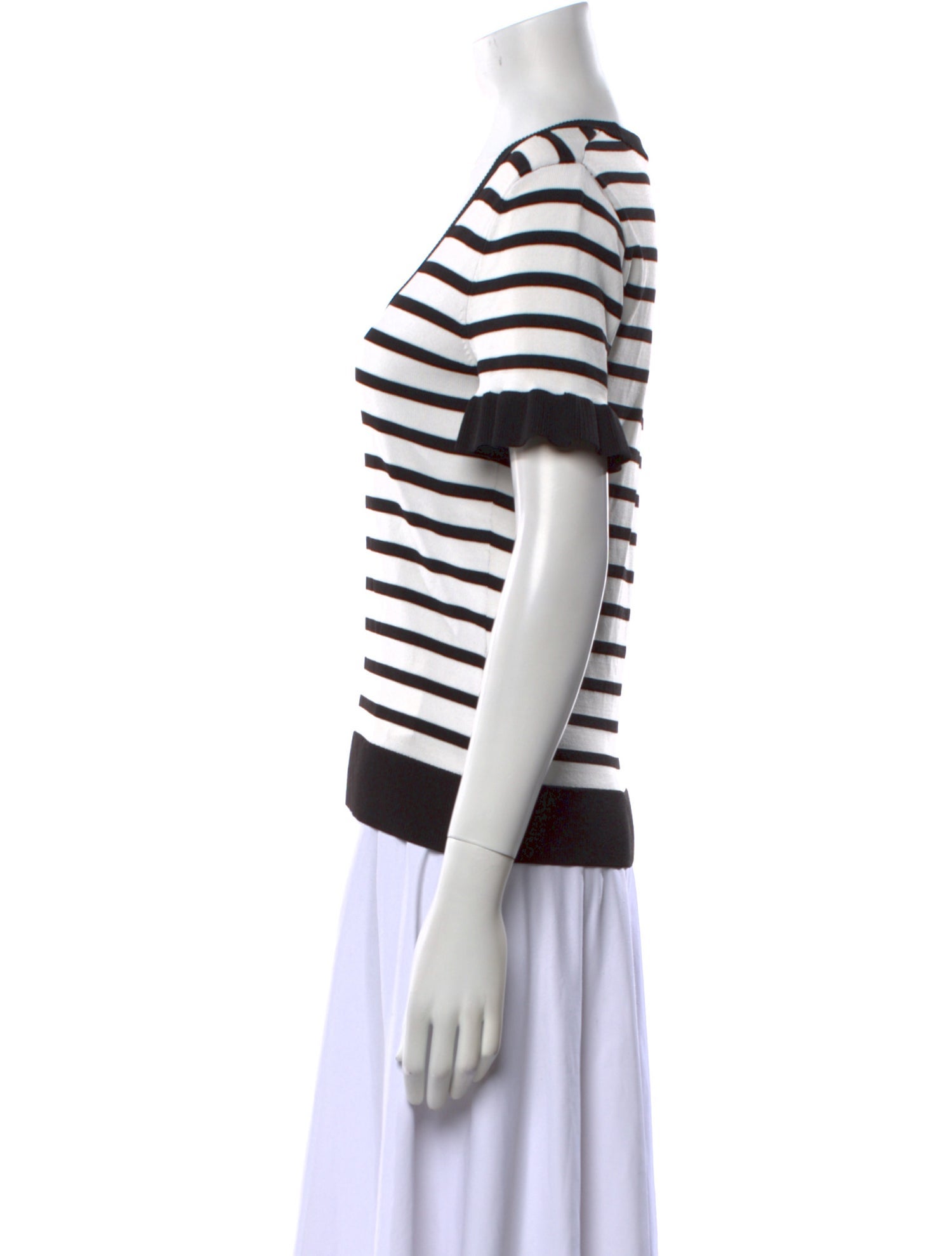 Pearl by Lela Rose Striped Scoop Neck Sweater