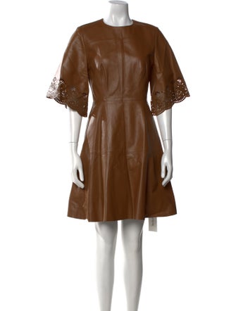 Pearl by Lela Rose Lamb Leather Mini Dress