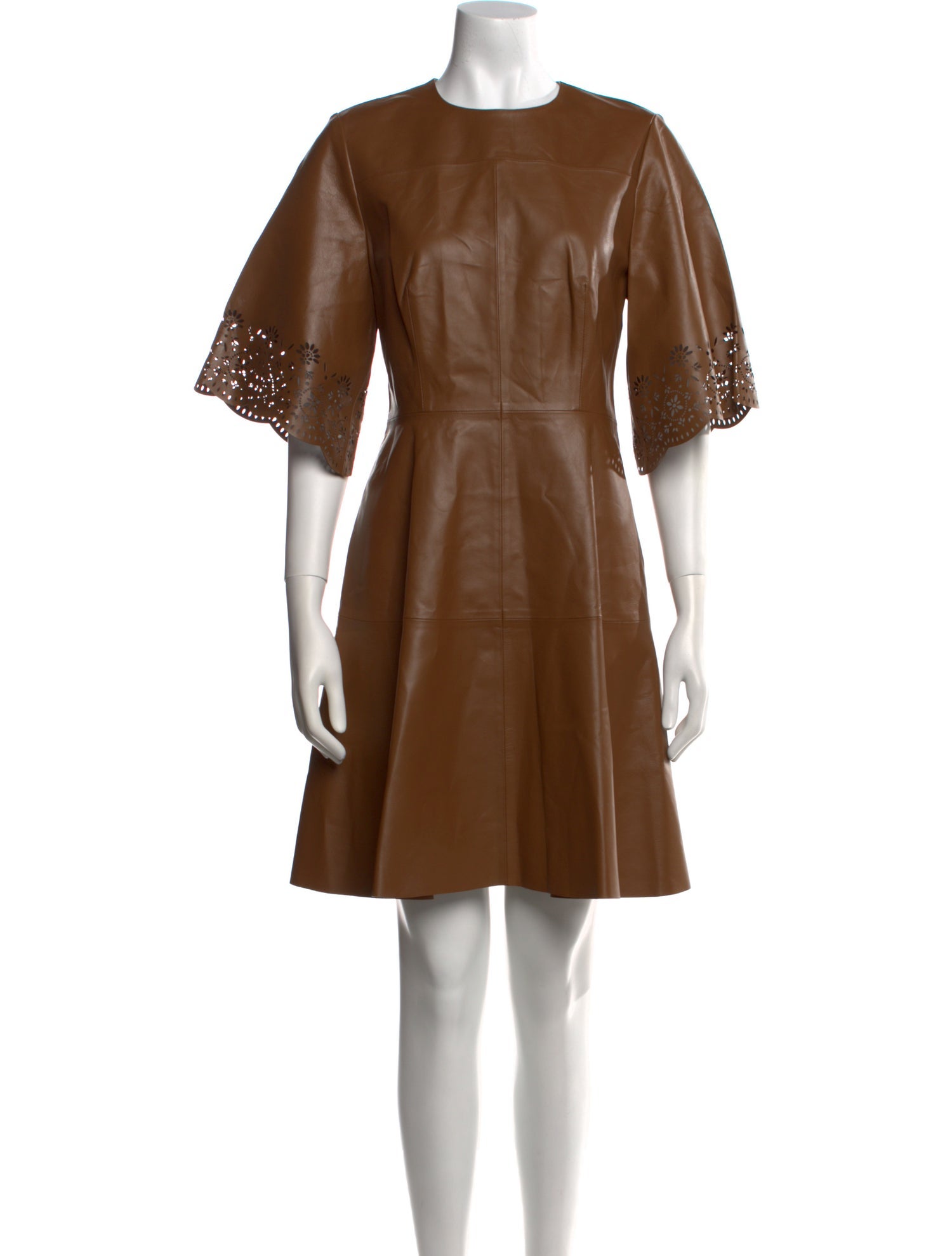 Pearl by Lela Rose Lamb Leather Knee-Length Dress