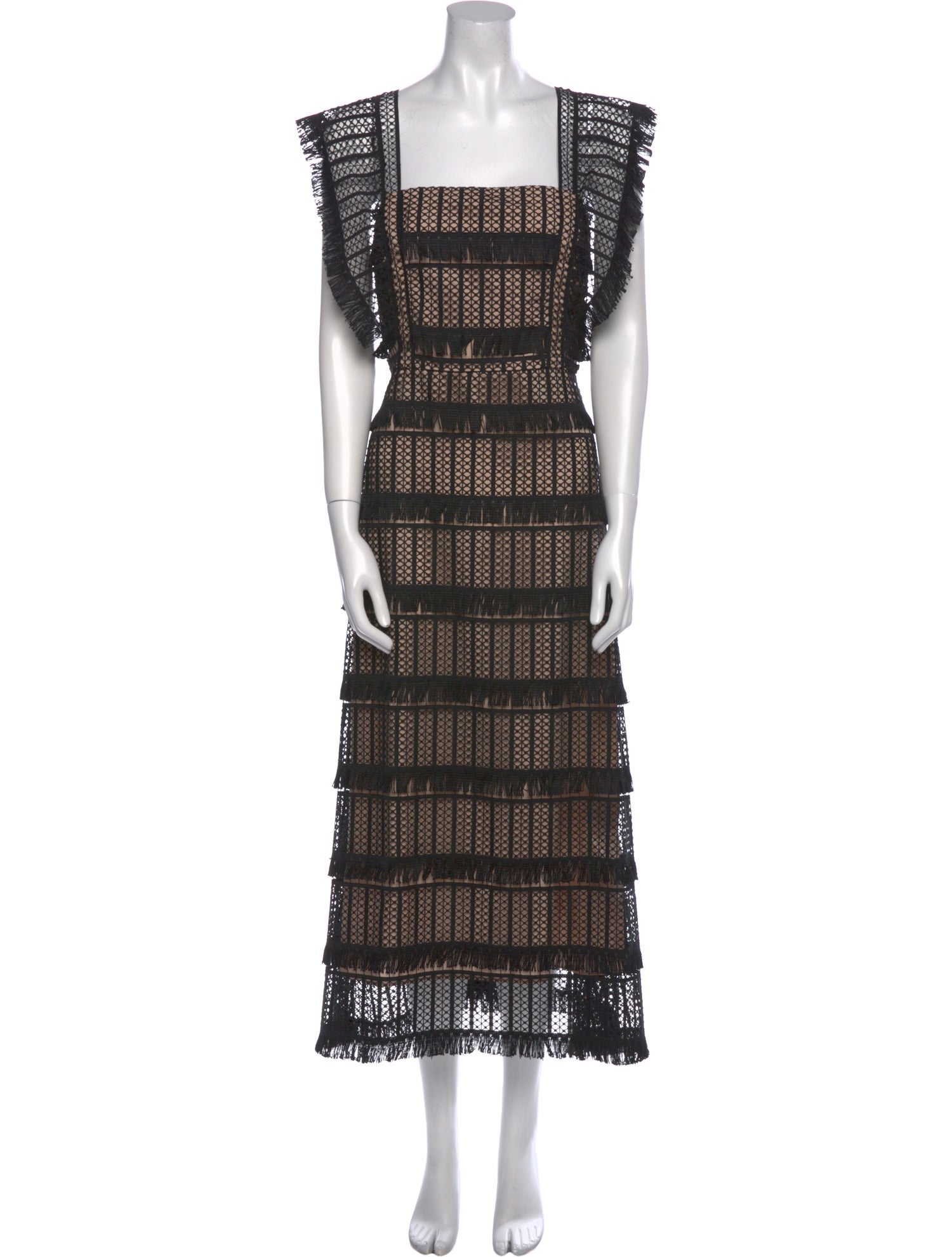 Pearl by Lela Rose Lace Pattern Long Dress w/ Tags