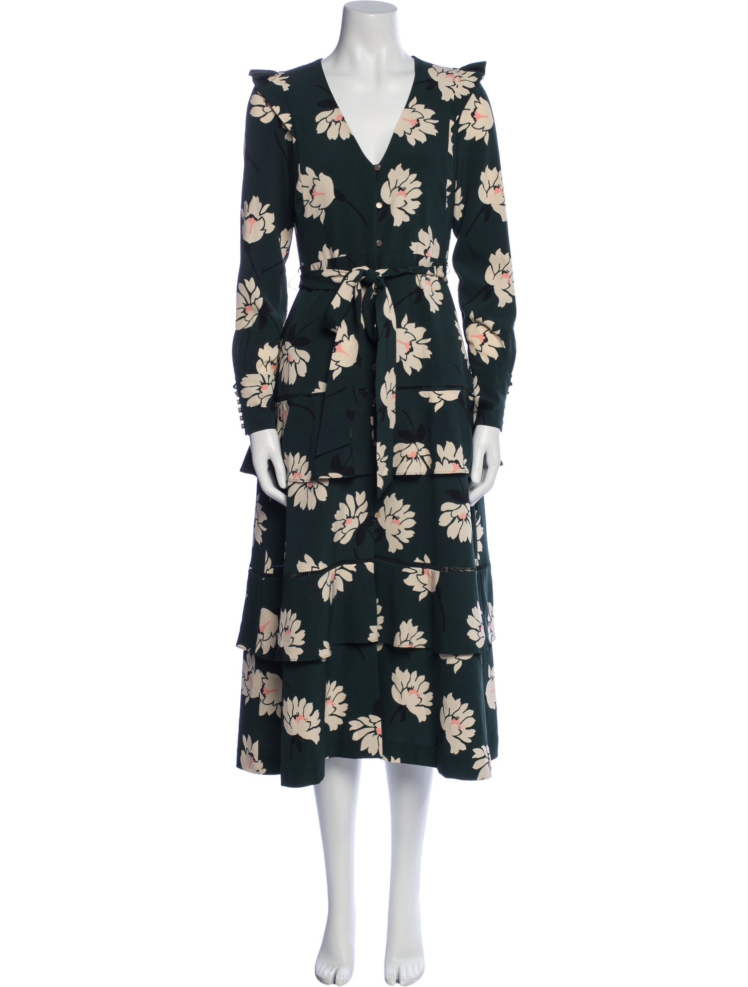 Pearl by Lela Rose Floral Print Midi Length Dress