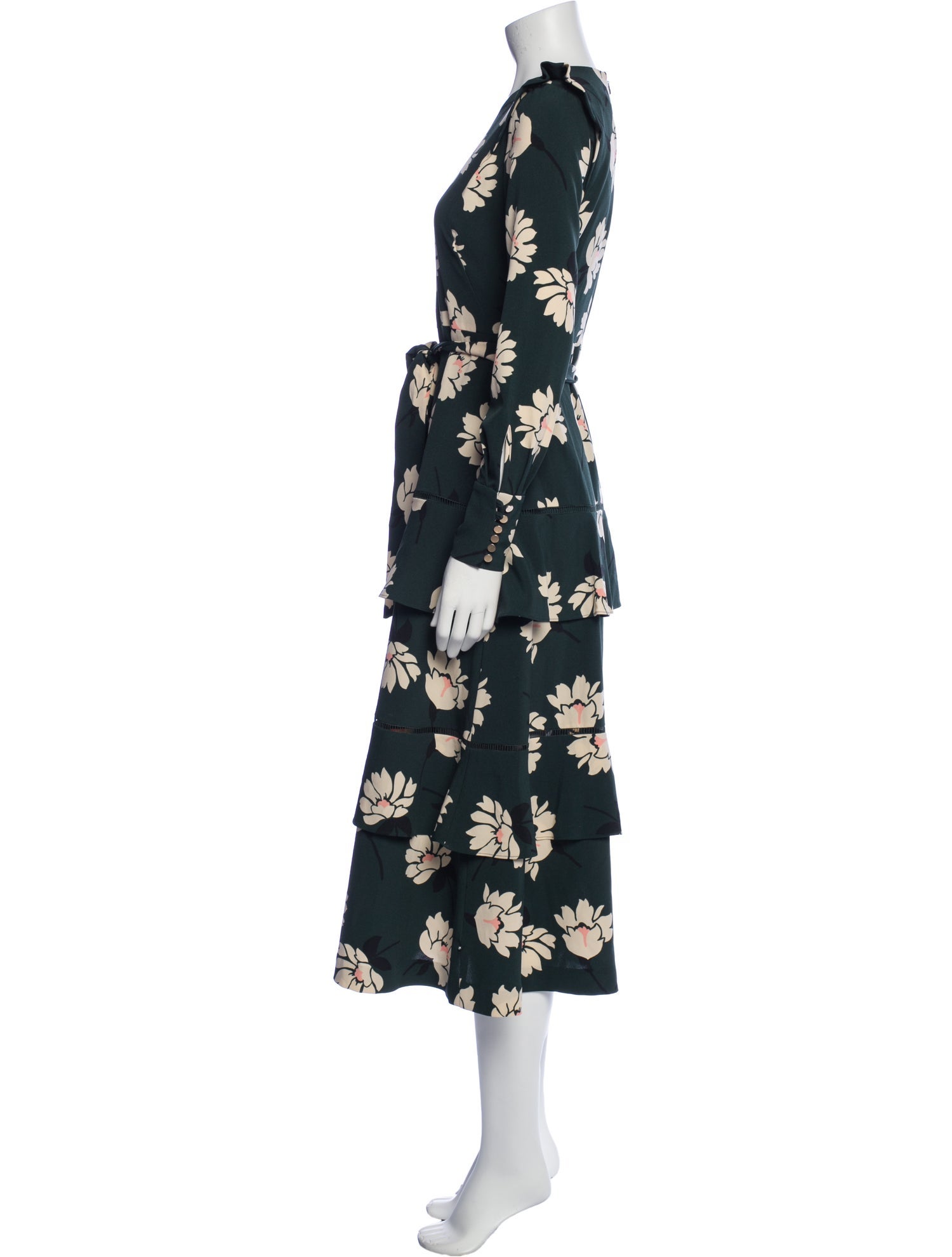 Pearl by Lela Rose Floral Print Midi Length Dress