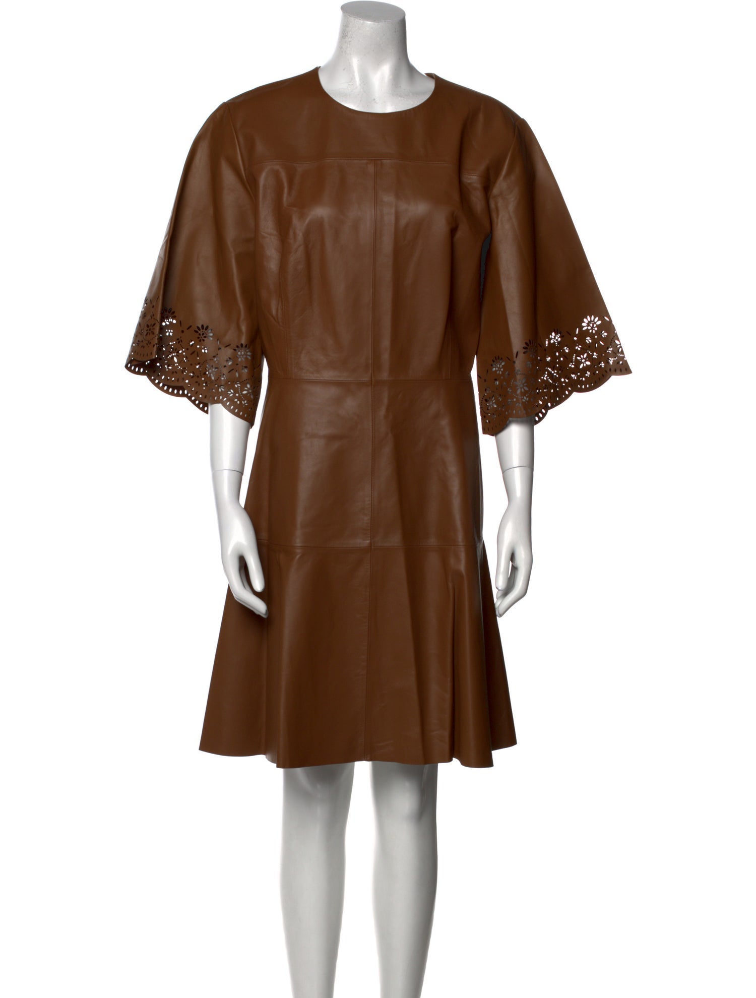 Pearl by Lela Rose Lamb Leather Knee-Length Dress