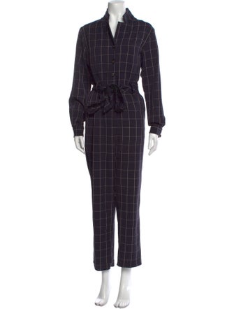 Pearl by Lela Rose Plaid Print V-Neck Jumpsuit
