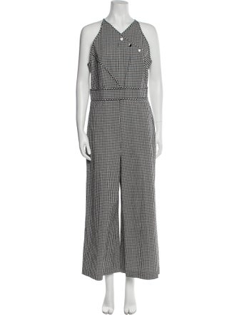 Pearl by Lela Rose Plaid Print V-Neck Jumpsuit