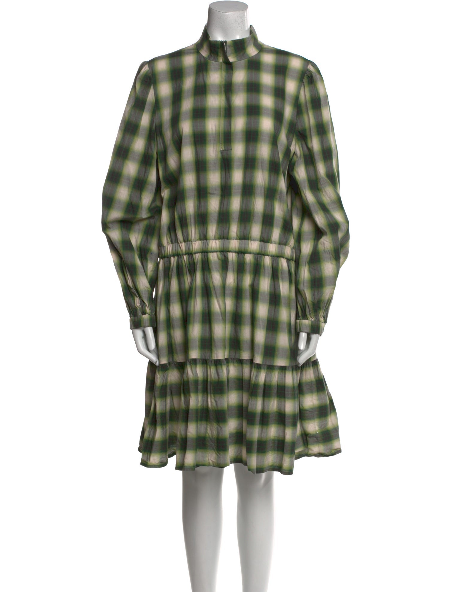 Pearl by Lela Rose Plaid Print Knee-Length Dress - Green Dresses, Clothing  - WPVLR24607 | The RealReal