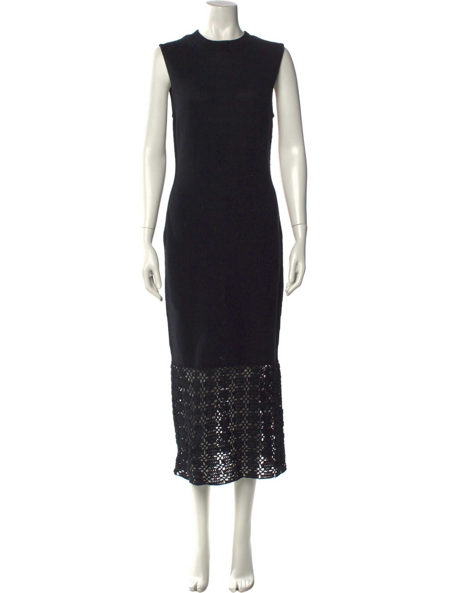 Pearl by Lela Rose Crew Neck Long Dress in Black, Women's S