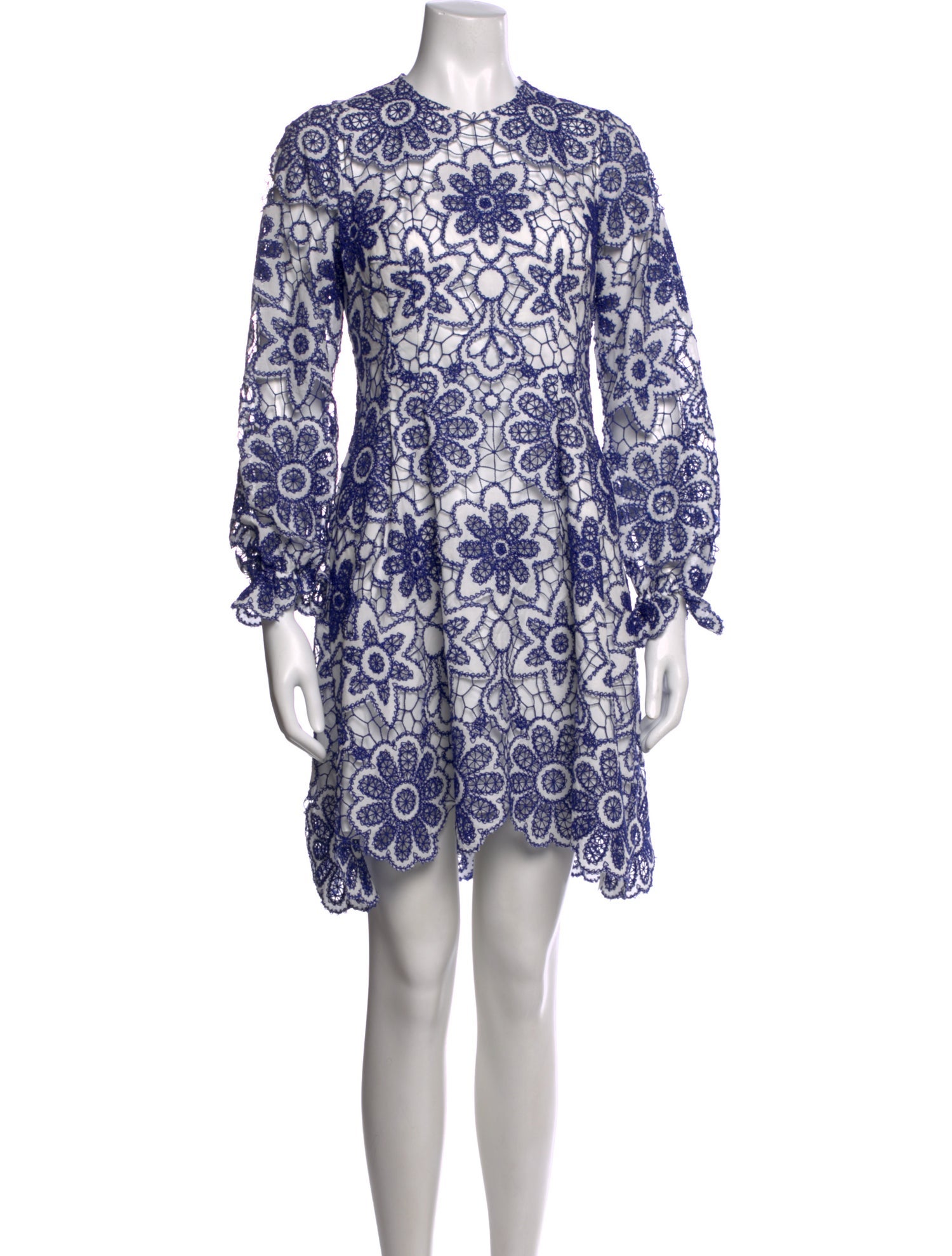 Pearl by Lela Rose Lace Pattern Mini Dress - Blue Dresses, Clothing - WPVLR25249